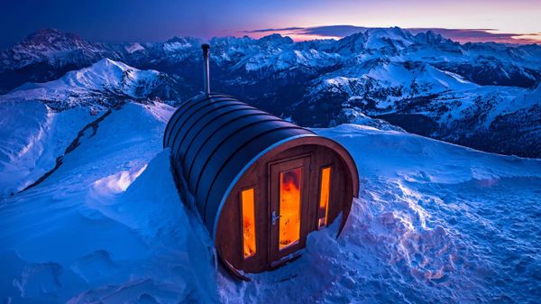 Sauna on Monte Lagazuoi in the Dolomites of Italy