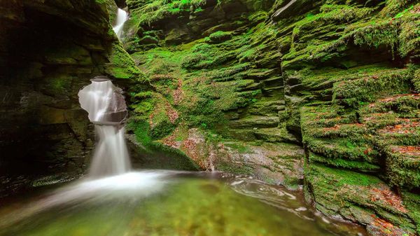 A waterfall at St Nectan's Glen near Tintagel, Cornwall