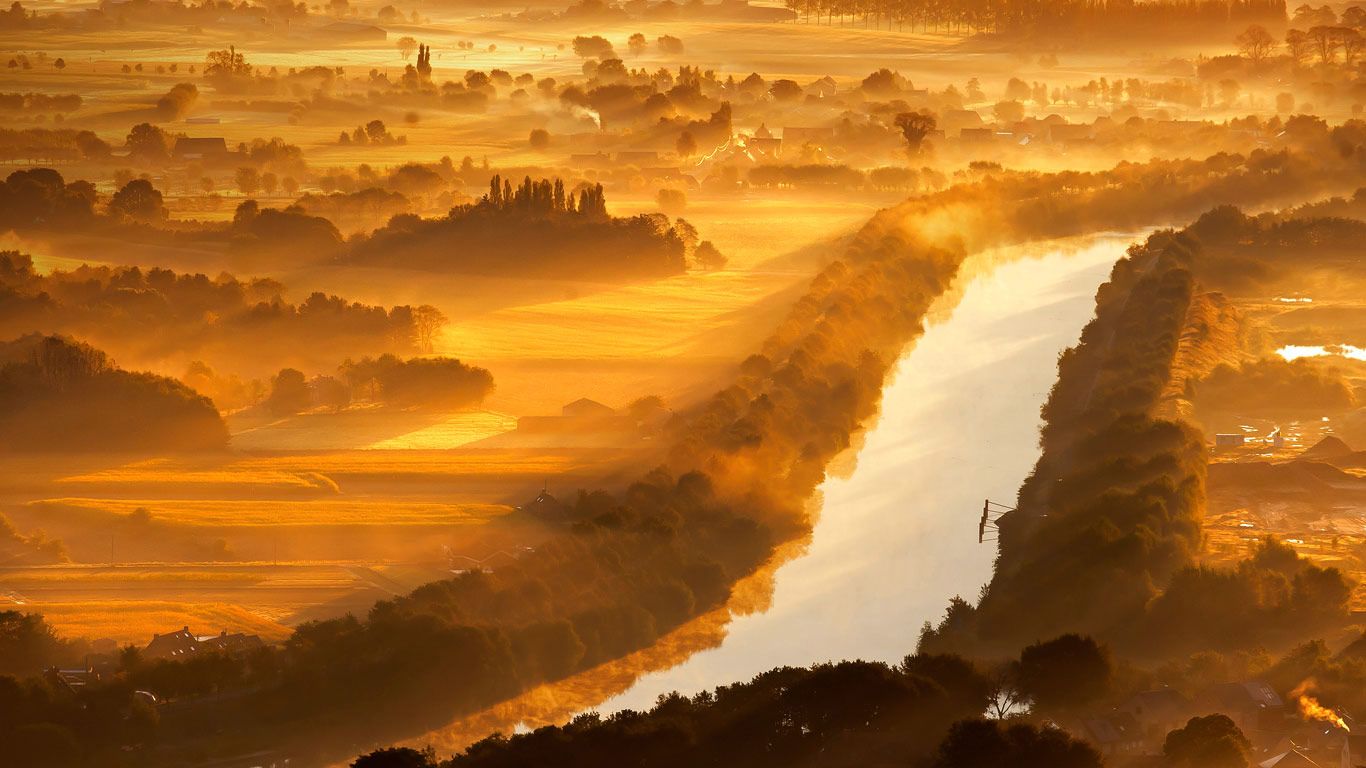 Yser River in West Flanders, Belgium