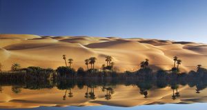 Lake Um el Ma and the Erg Ubari sand dune in the Sahara Desert, Libya -- Radius Images/Photolibrary &copy; (Bing United States)