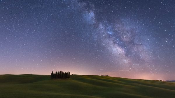 Via Lattea vista dalla Val d'Orcia, Toscana