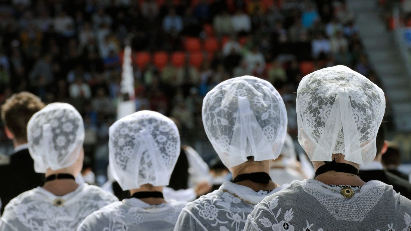 Défilé lors du festival interceltique de Lorient, Morbihan, Bretagne