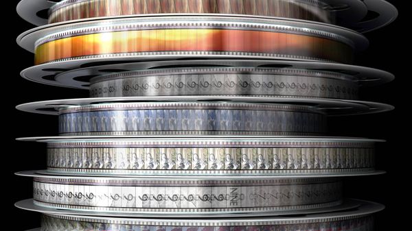 Stack of film reels