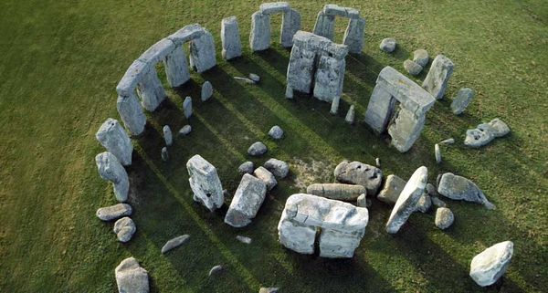 An aerial view of Stonehenge, Wiltshire, UK