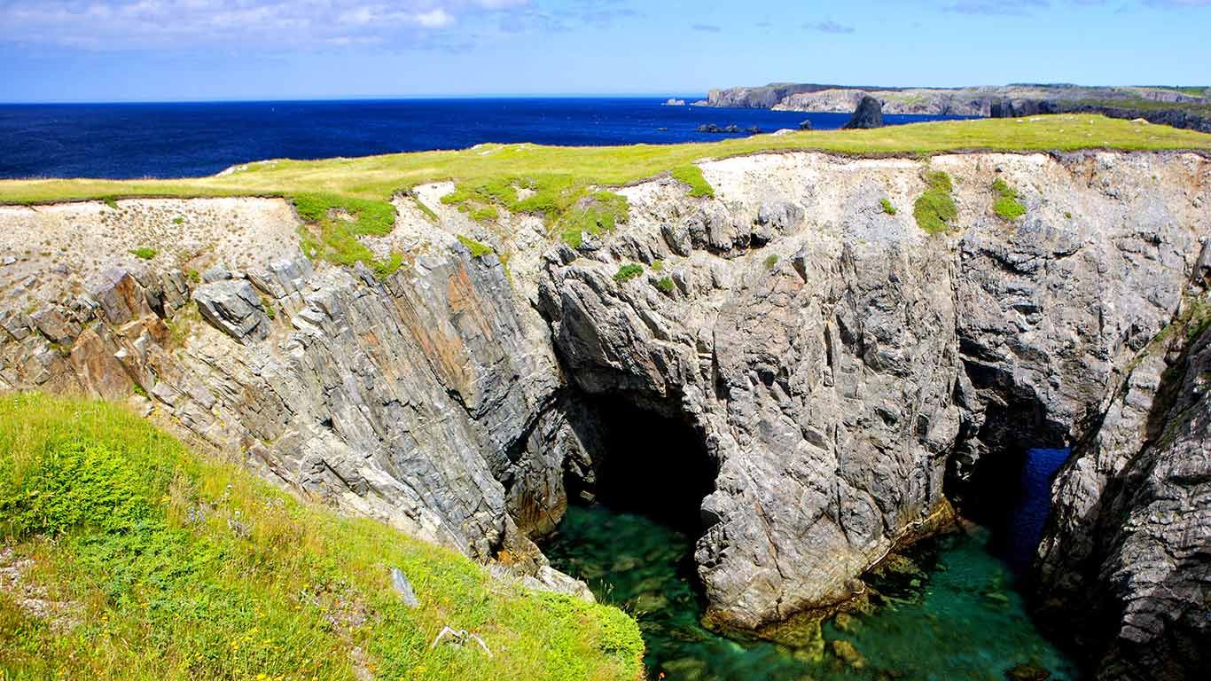 Arches and Sea Caves in Dungeon Provincial Park, Bonavista Peninsula, Newfoundland & Labrador, Canada