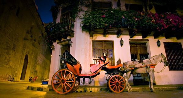 Typical Spanish Colonial architecture in Cartagena, Columbia