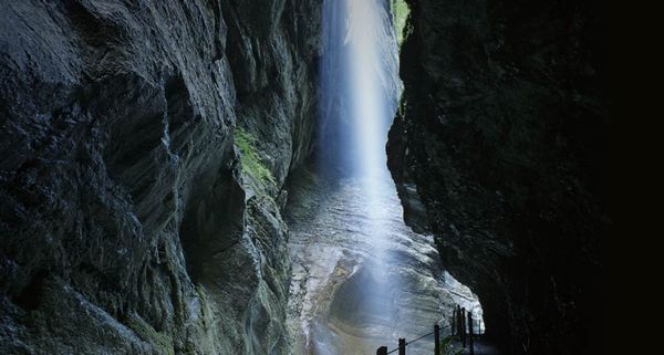 Waterfall in ravine of Partnach in Garmisch Partenkirchen, Bavaria, Germany