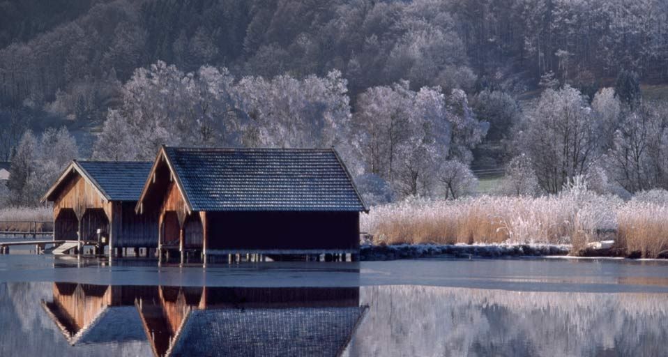 Boathouse on Lake Kochel, Bavaria, Germany