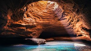Cave interior at Magdalen Islands, Quebec, Canada (© Virginie Fréchette/Getty Images)(Bing New Zealand)