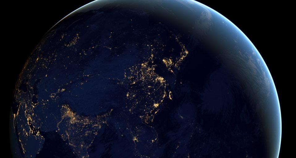 Composite image of Earth at night from space