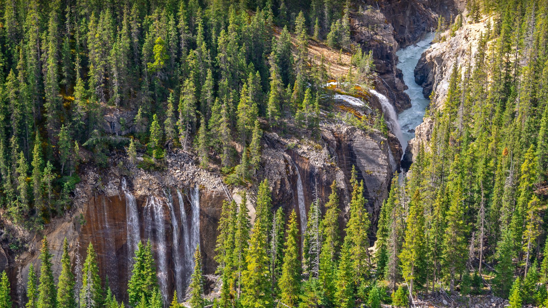Waterfalls in Sunwapta Valley, Jasper National Park, Canada