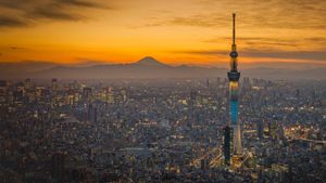 夕暮れの東京スカイツリー,  東京 (© Saha Entertainment/Getty Images)(Bing Japan)