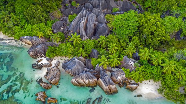 Rocks on Anse Source d\'Argent beach, La Digue Island, Seychelles