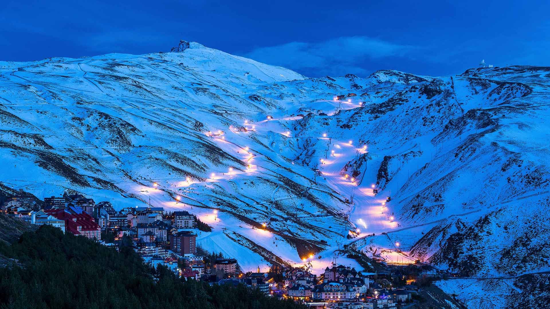 Pradollano ski resort, Sierra Nevada National Park, Andalusia, Spain