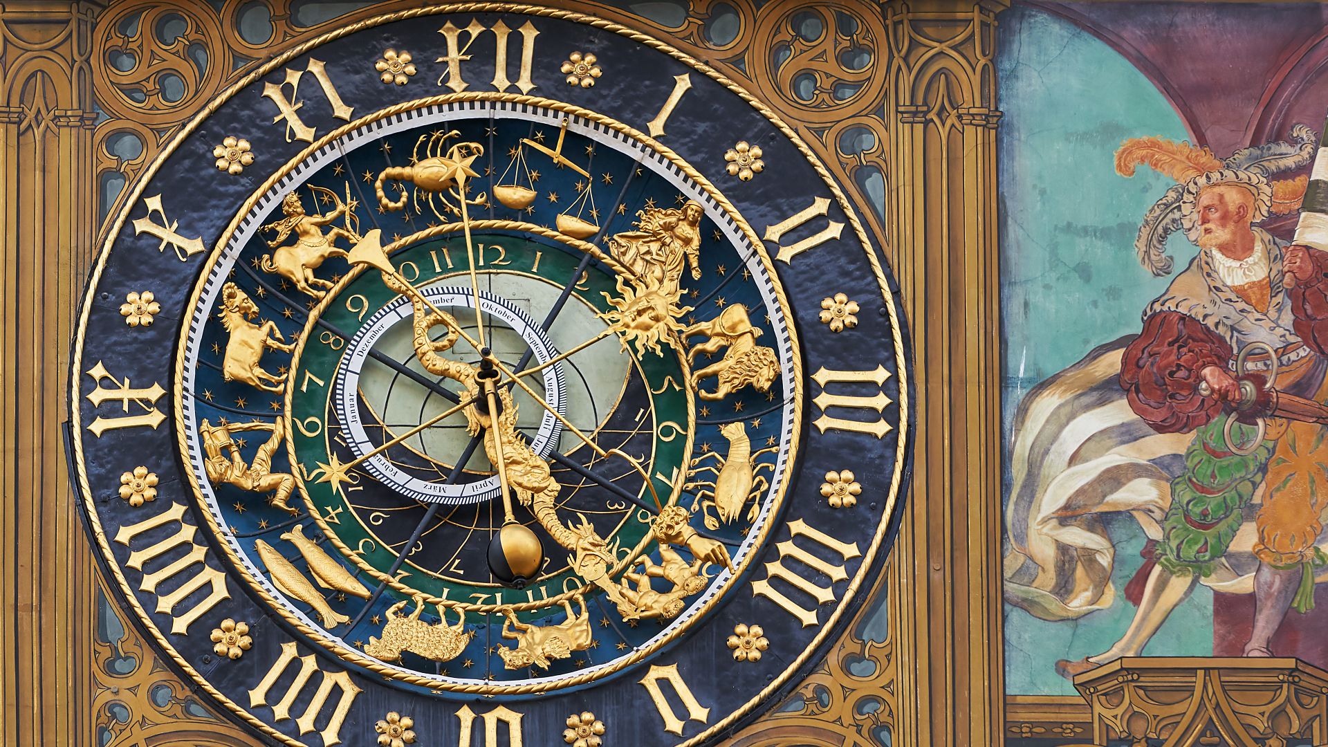Astronomical clock at Town Hall of the City of Ulm, Germany