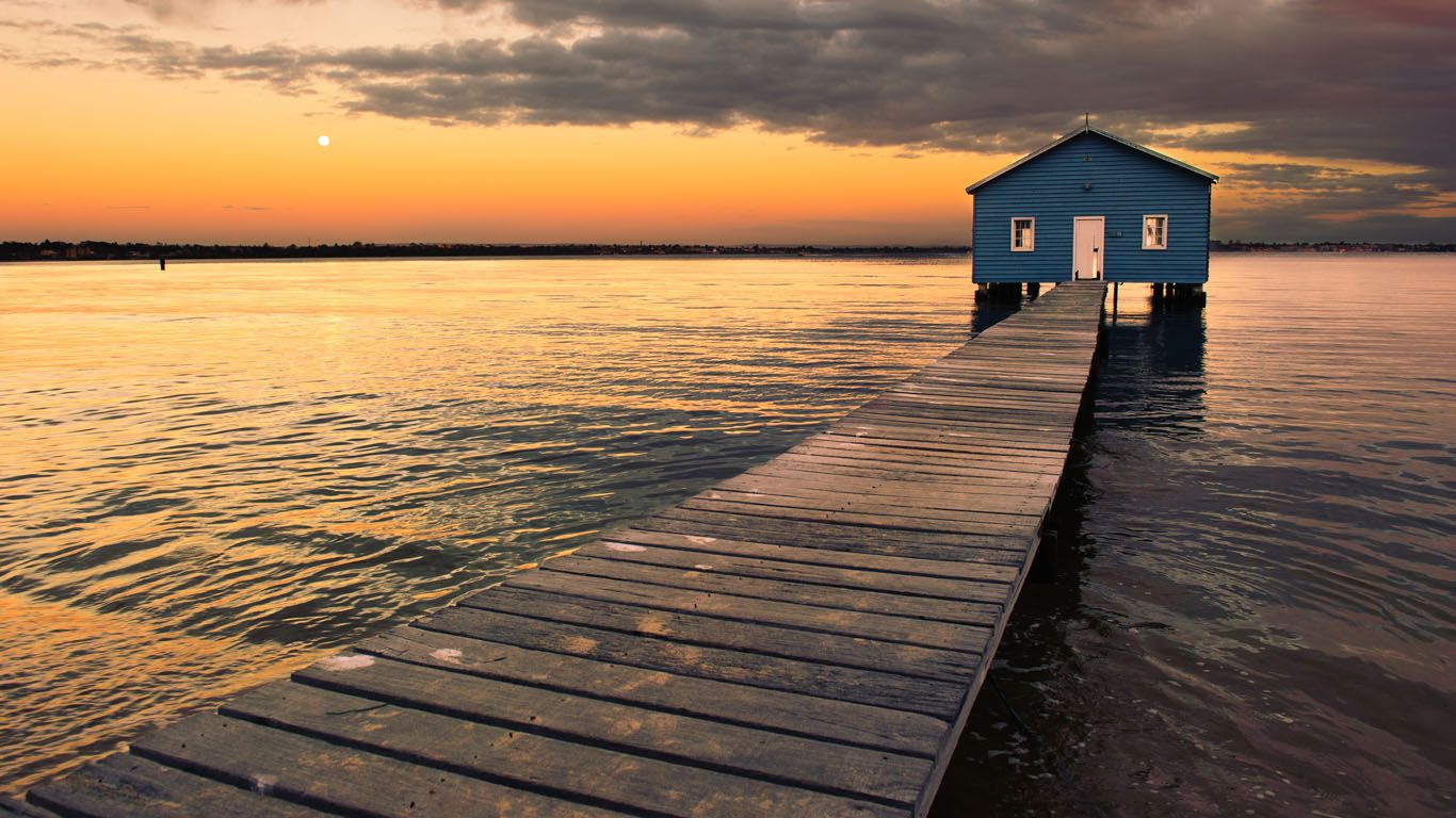 Boathouse on Matilda Bay in Perth, Western Australia