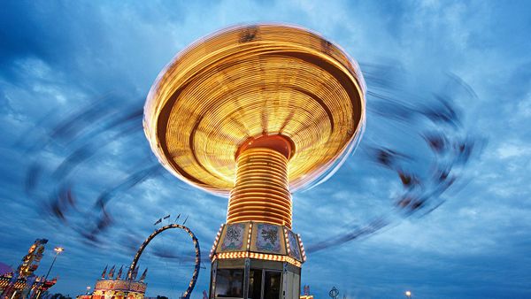 Blurred view of ride at the Canadian National Exhibition, Toronto
