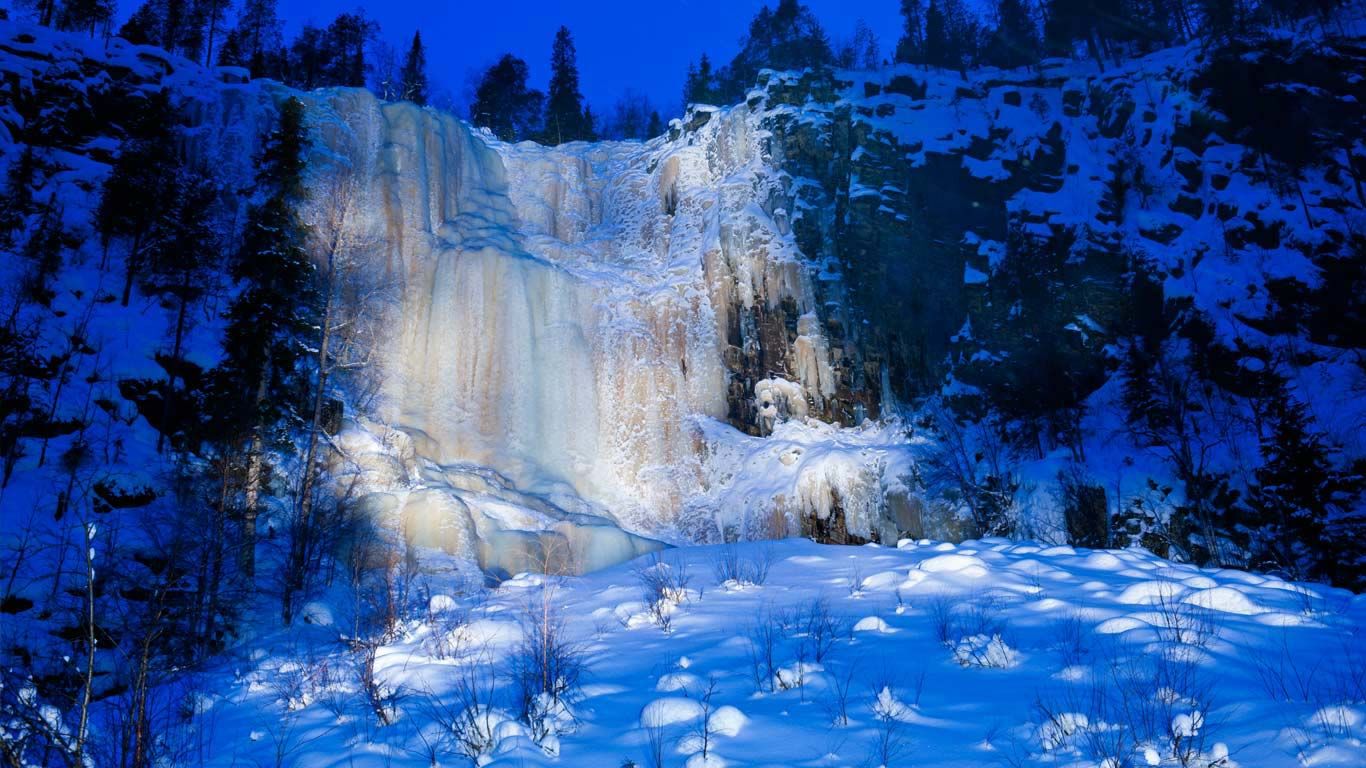 A frozen waterfall in the Korouoma Gorge, Finland