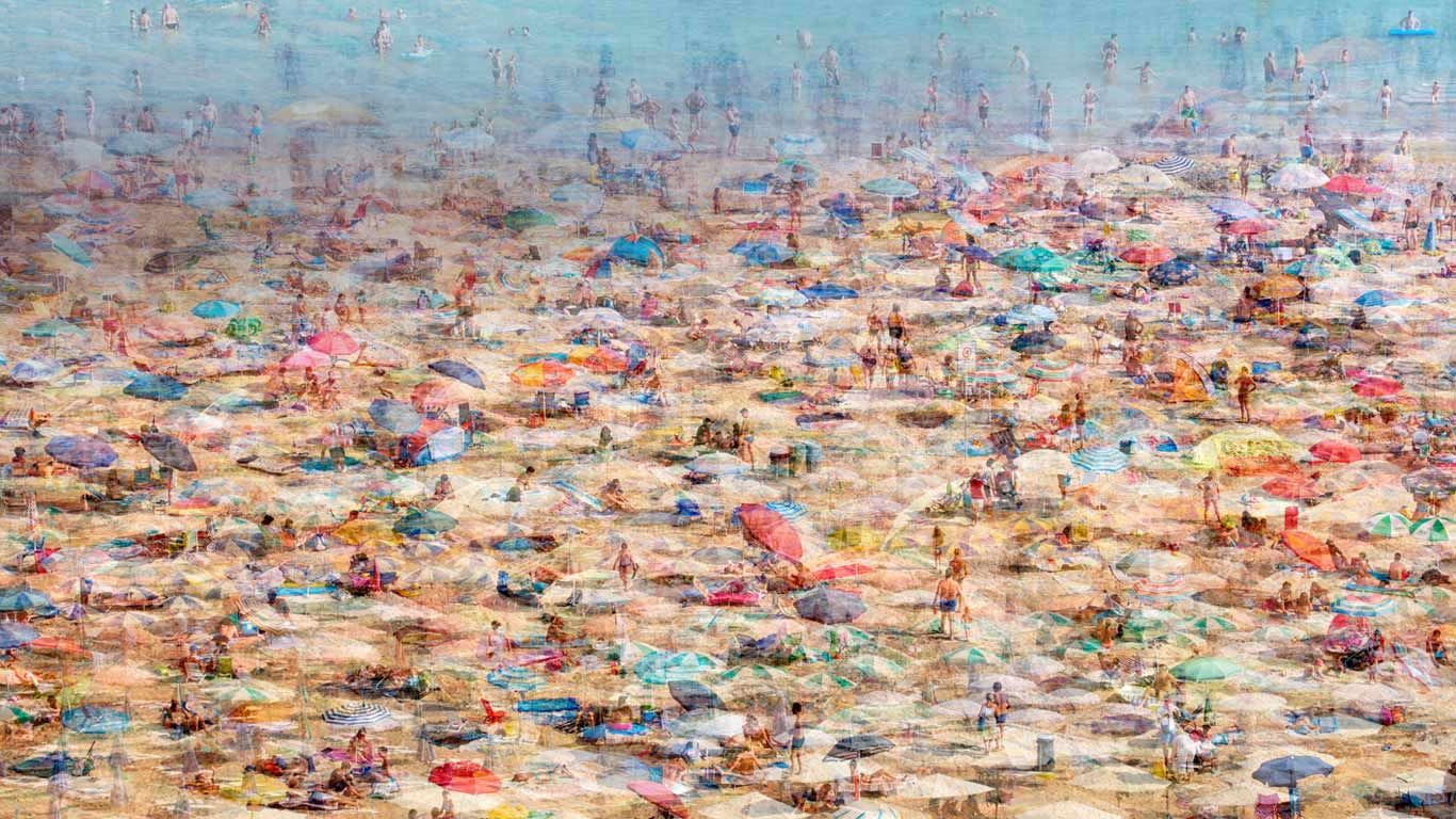 Composite photo of the beach in Lignano Sabbiadoro, Italy