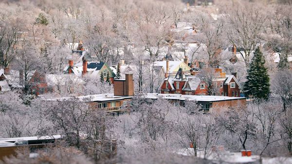 Areal view of Toronto cityscapes on a winter morning
