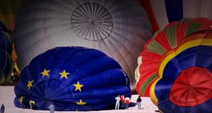 Hot air balloonists in the Rhone-Alps area of France -- Pierre Jacques/Corbis &copy; (Bing Australia)