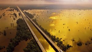 【今日处暑】美国10号州际公路上的阿查法拉亚盆地桥，美国路易斯安那州 (© Brian Sytnyk/Masterfile)(Bing China)