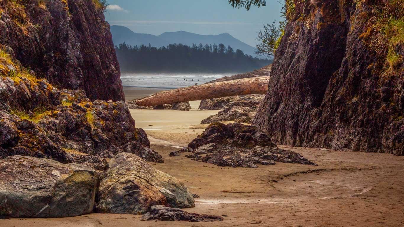 View of coastline at Pacific Rim National Park, Tofino, Canada