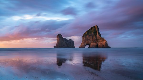 Isole Archway, Spiaggia di Wharariki, Isola del Sud, Nuova Zelanda